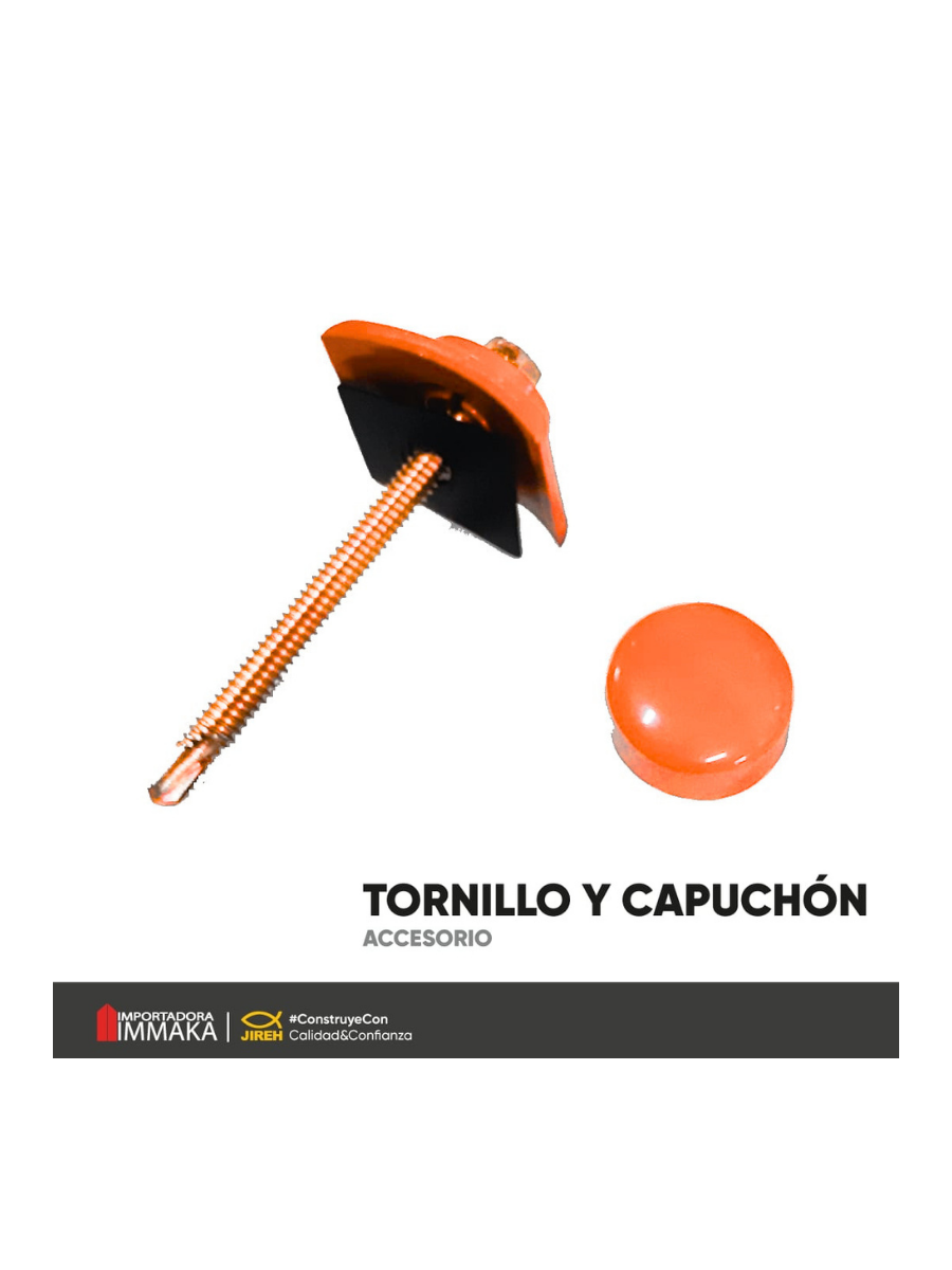 TORNILLO DE METAL, CAPUCHON Y TAPA NARANJA