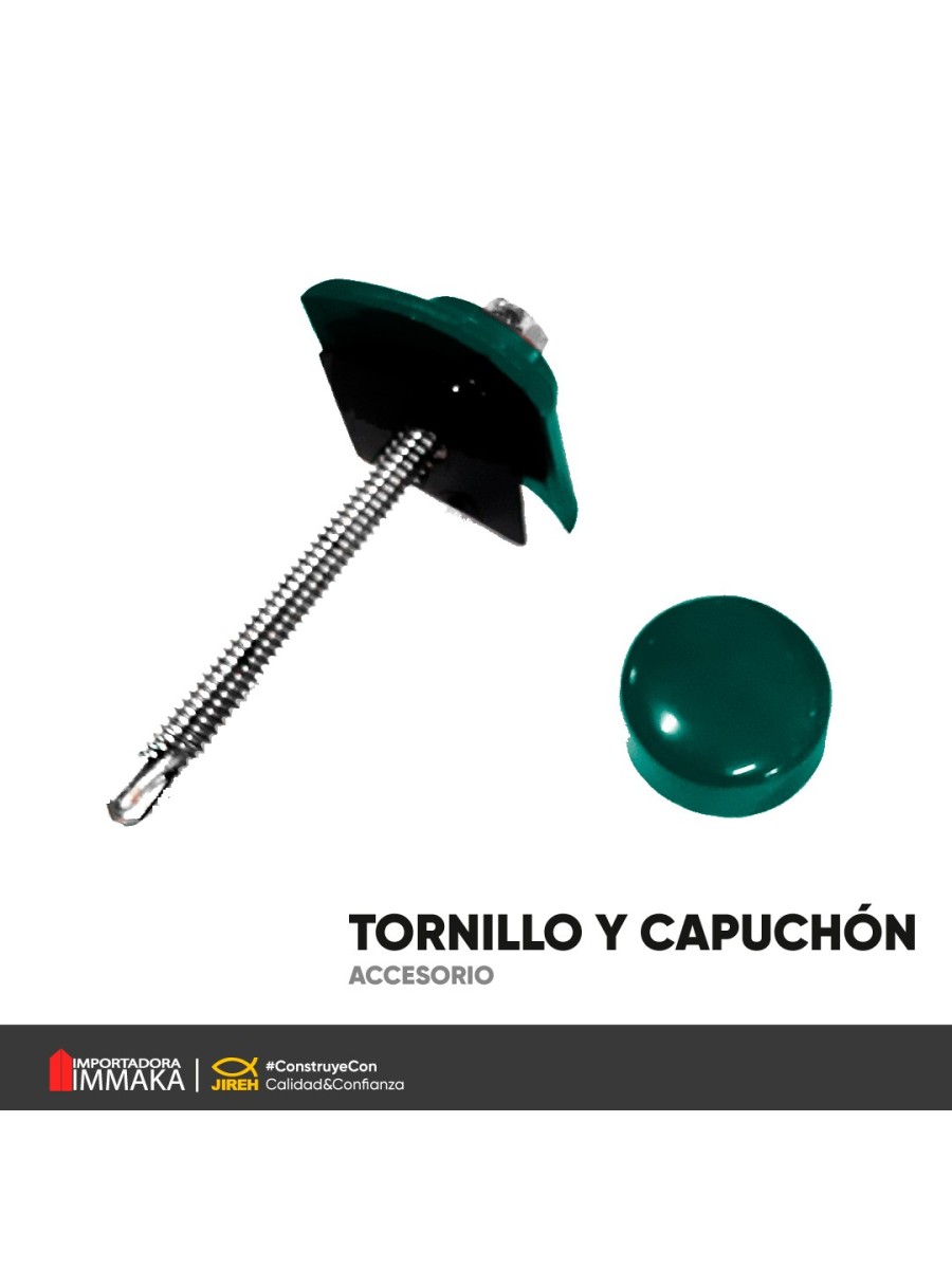TORNILLO DE METAL, CAPUCHON Y TAPA VERDE