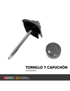TORNILLO DE METAL, CAPUCHON Y TAPA GRIS
