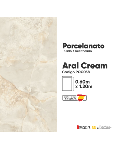 PORCELANATO ARAL CREAM PULIDO RECTIFICADO 60X120X10MM