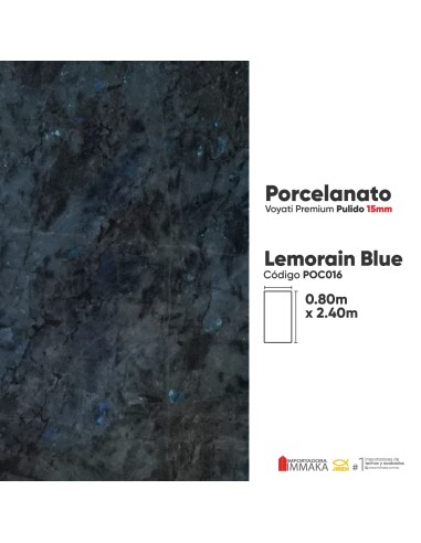 PORCELANATO ENCIMERA, PAREDES Y BAÑO LEMORAIN BLUE 80X240X15MM