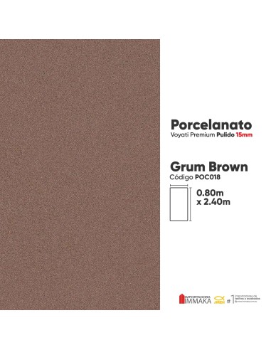 PORCELANATO ENCIMERA, PAREDES Y BAÑO GRUM BROWN 80X240X15MM