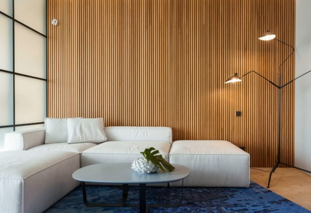 Diseños de paneles de pared estriados interiores de PVC Wpc de madera para  decoración